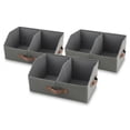 thumbnail image 1 of HOMELUX THEORY Trapezoid Storage Bin - UPGRADED Closet Organizers And Storage With Leather Handles & Adjustable Dividers, Fabric Collapsible Storage Bins For Clothes Storage (3pcs, Small, Dark Gray), 1 of 8