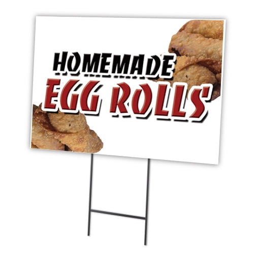 HOMEMADE EGG ROLLS 18"x24" Yard Sign & Stake | Advertise Your Business | Stake Included Image On Front Only | Made in The USA