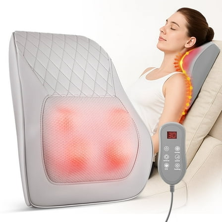 Himouta Back Massager with Heat for Back Pain Deep Tissue, 3D Kneading Massage Pillow for Back, Neck, Shoulder, Leg Pain Relief Deep Tissue, Gifts for Women Men Mom Dad