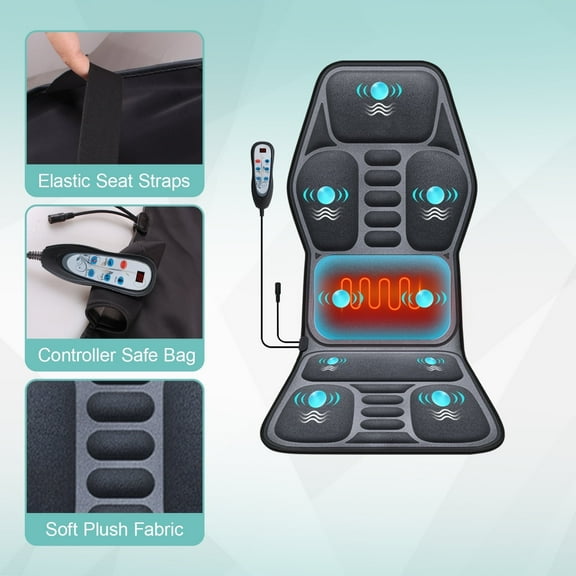 Himouta Massage Seat Cushion with Heat for Back Pain Relief,Back Massager with Vibration, Back Chair Massager,Massage Pad for Home Use,Ideal Gifts