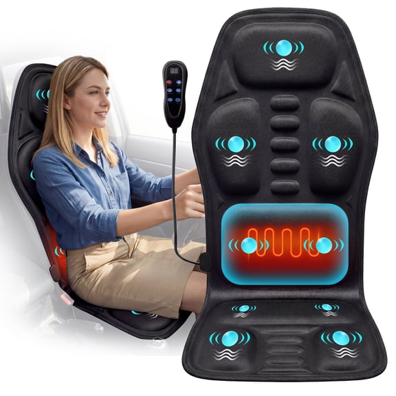 HOMEMASSA Massager Chair Pad for Car Seat,7 Motors Vibration Massage Seat Cushion with Heat for Home Office Use
