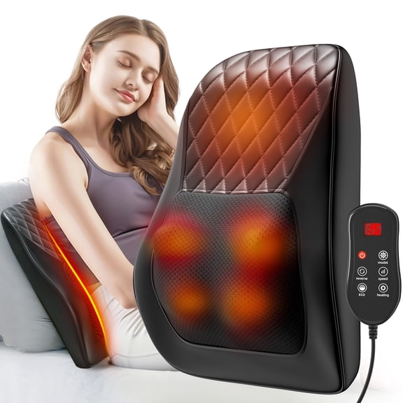 Himouta Shiatsu Back Massager with Heat, 3D Kneading Massage Pillow for Back, Neck, Shoulder, Leg Pain Relief Deep Tissue, Gifts for Women Men Mom Dad,Stress Relax at Home Office and Car