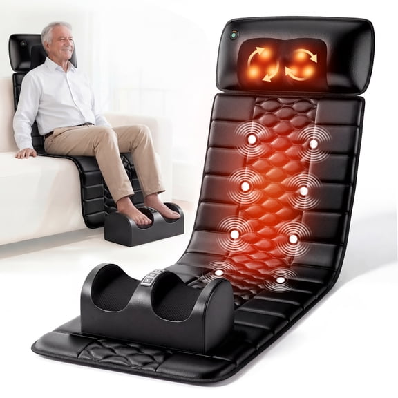 Himouta Full Body Massage Mat with Heat, Detachable Massager Pad, 10 Vibrating Motors, 9 Intensity Levels, Deep Tissue Pain Relief for Back, Neck & Legs,Gift