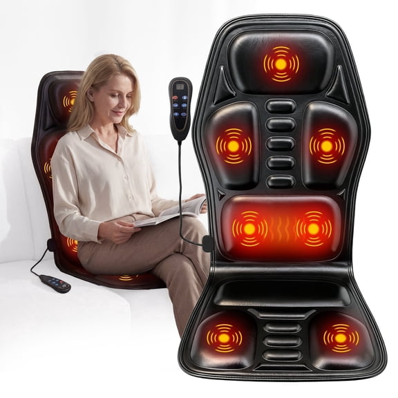 HOMEMASSA Vibration Back Massager with Heat ,Car Chair Massager Pad with Heat for Recliner and Car, Massage Seat Cushion Gifts for Men & Women