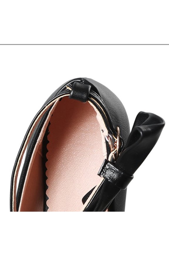 1 Pair Women's Chunky Mid-Heel Shoes with Bowknot, Elegant Buckle Strap, Shallow Mouth Design, Stylish Single Shoes, Black Size 39 (7.5US)