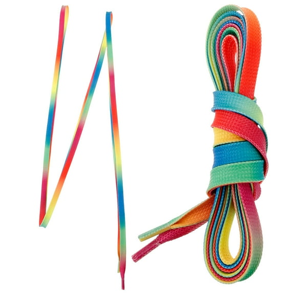 Gradient Rainbow Flat Shoelaces for Sneakers Made of Durable Polyester Wax Material 182cm