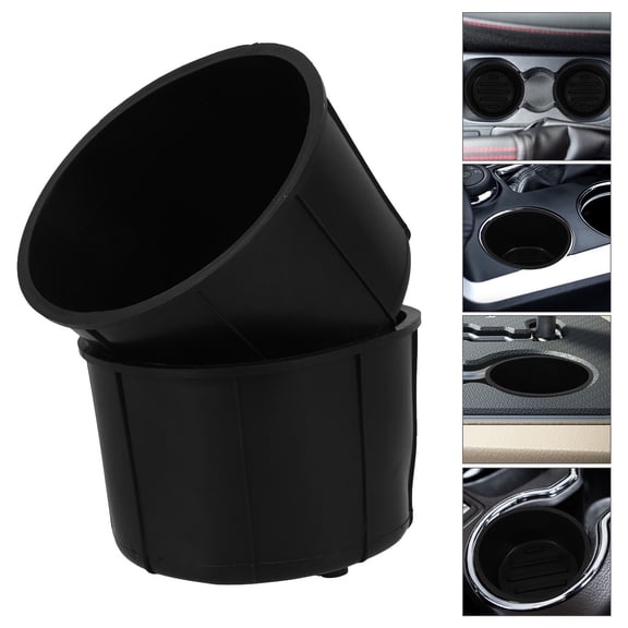 OULII Black Rubber Vehicle Cup Holder Liner 1 Pair for Center Console
