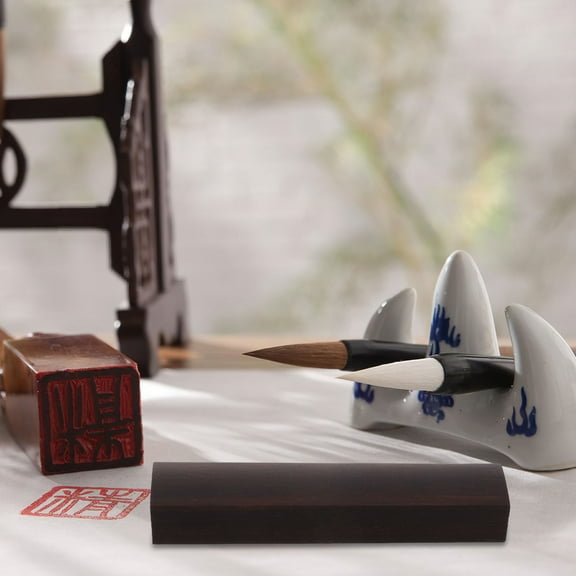 HOMEMAXS 1 Pair Wooden Paperweight Ruler Chinese Calligraphy Paperweight Block For Office Desk Traditional Chinese Drawing Practice