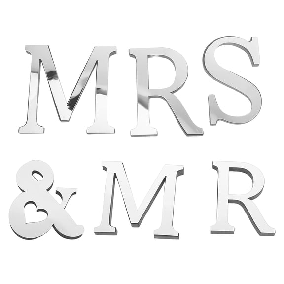1 Set 3D Letter Mirror Wall Decal Romantic Mr and Mrs Mirror Wall Stickers Acrylic Mirrored Decals for Home Decoration Bedroom Living Room Wedding Party