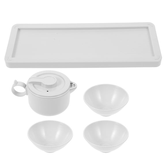 White Plastic Outdoor Teapot Set with Comfortable Handle, Lightweight and Safe for Camping, Picnics, and Travel Use