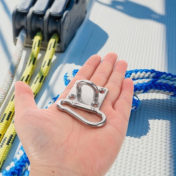 HOMEMAXS 1 Set Heavy Duty Pad Eye Plate U Hook Ceiling Hooks Stainless Steel Ceiling Hooks Pad Eye Plate Hooks Wall Mount Ring Hooks With Screws