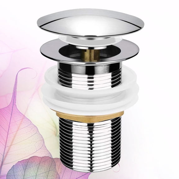 BEADCEST Slotted Push Button Stainless Steel Sink Drain Strainer for Home Use with Overflow Plated Silver