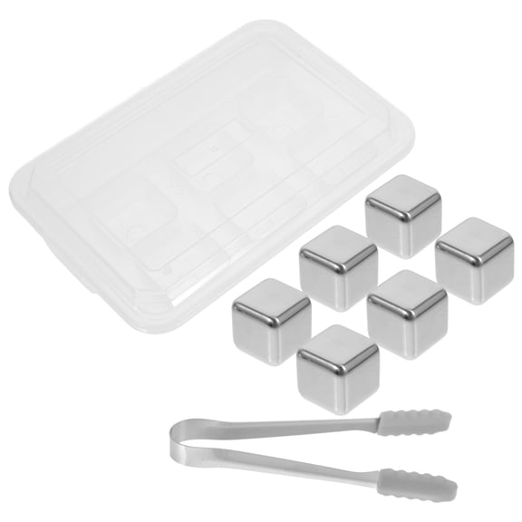 1 Set Stainless Steel Ice Cubes Chilling Stones Reusable Ice Cubes Whiskey Ice Cubes with Tong for Chilling Drinks Without Dilution