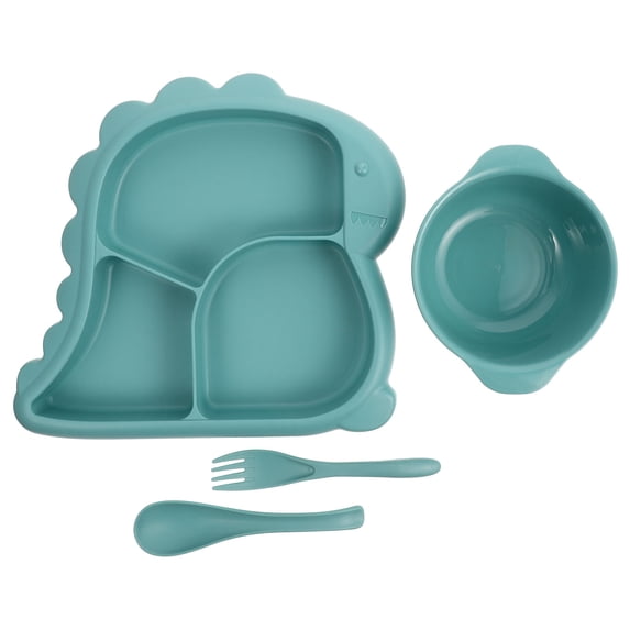 1 Set Toddler Divided Plate Kids Bowl Children Dinosaur Plate Kids Fork Spoon