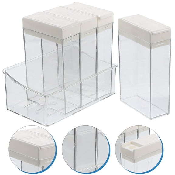 1 Set of Kitchen Spice Storage Box Desktop Multigrid Seasoning Organizer Transparent Plastic Spice Divide Holder