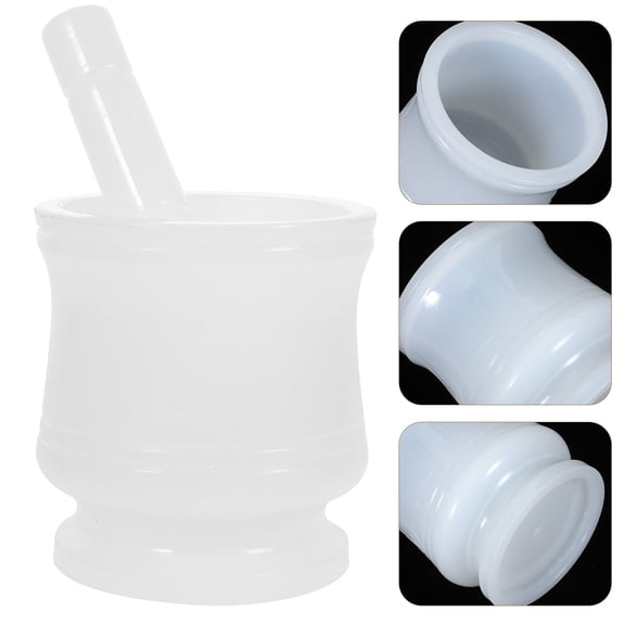 1 Set White PP Pestle for Grinding Spices and Crushing Garlic Home Use Cooking 11.3X4.1in