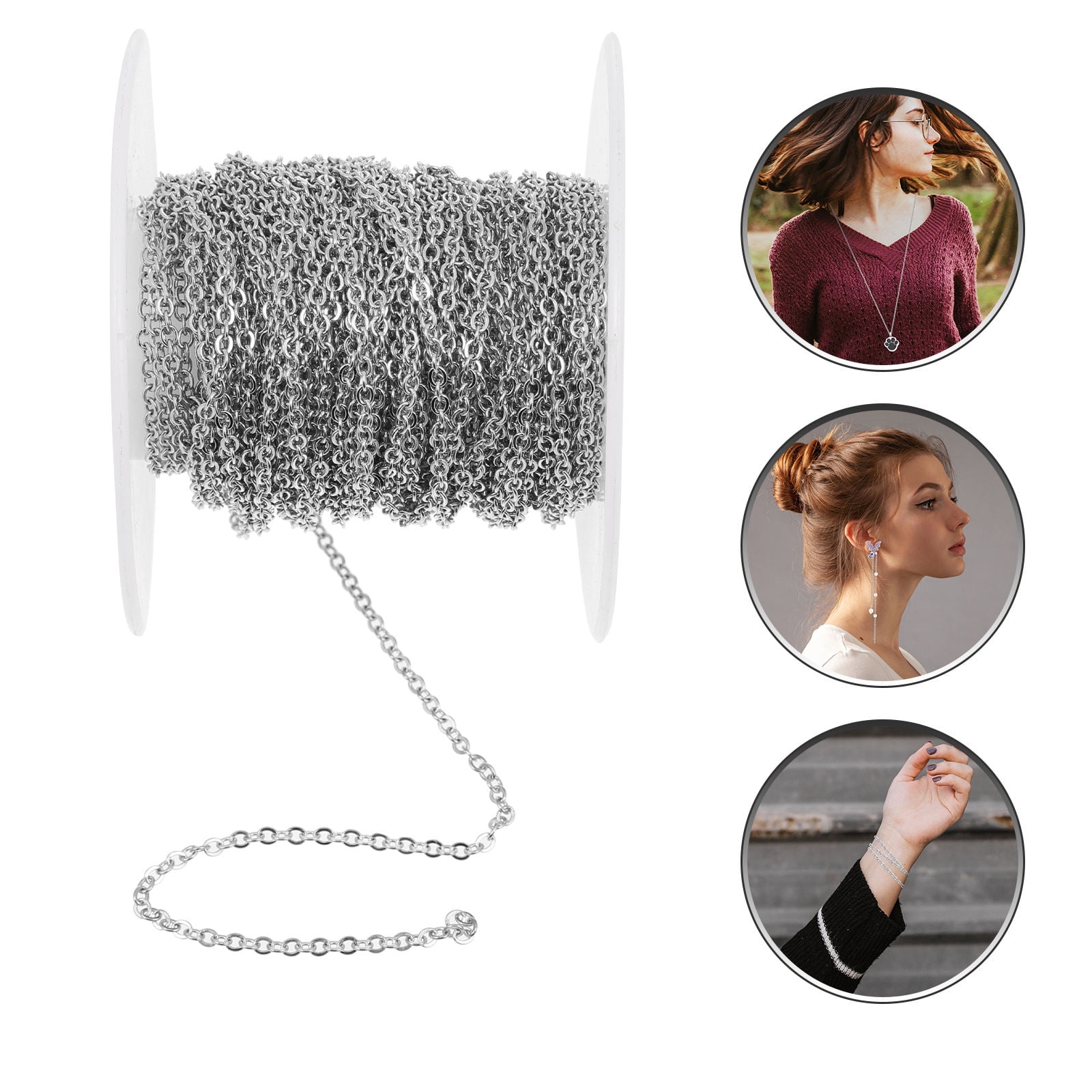 1 roll of Necklace Bracelet Chain Stainless Steel Chain DIY Jewelry ...