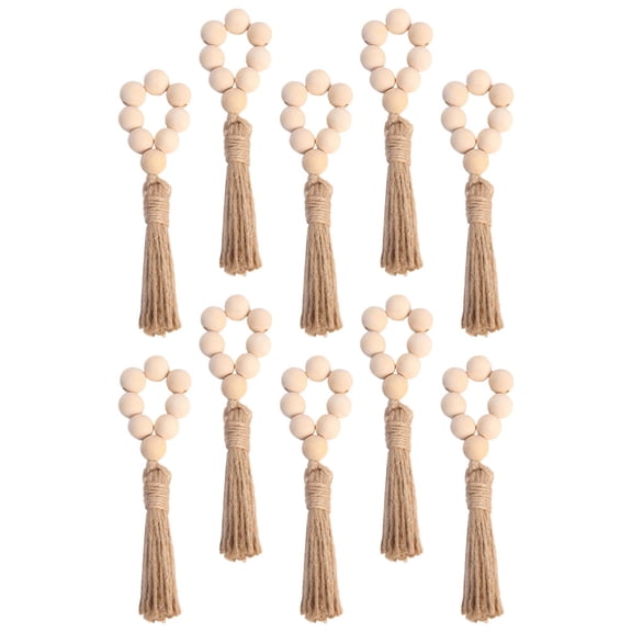 CRAFTHROU Rustic Farmhouse Napkin Rings Wood Beads 10Pcs