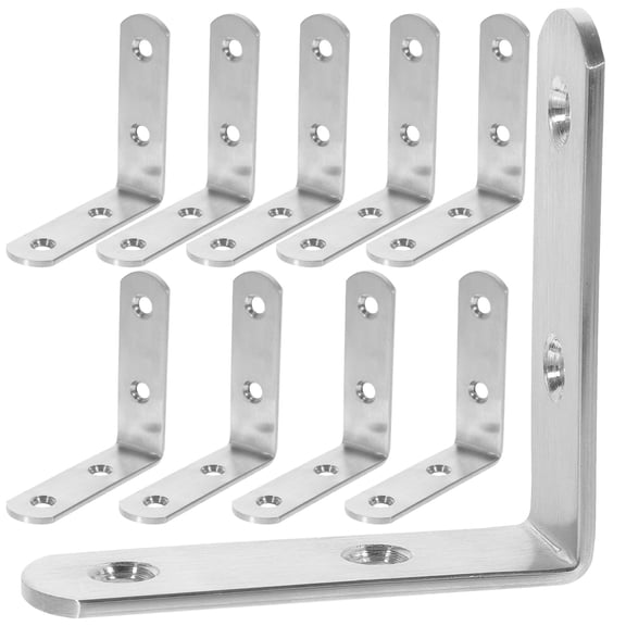 VERDANVERSE Angle Support Bracket Silver 10Pcs 2.55X2.55X0.75In