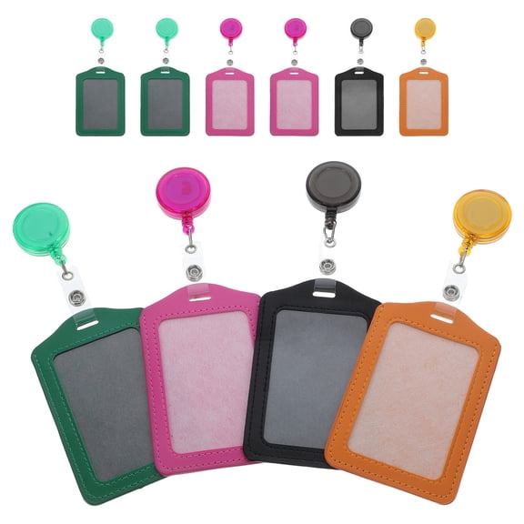 BEADCEST PU Badge Holder with Assorted Colors, Easy Access Pass Case for Work, School, and Events