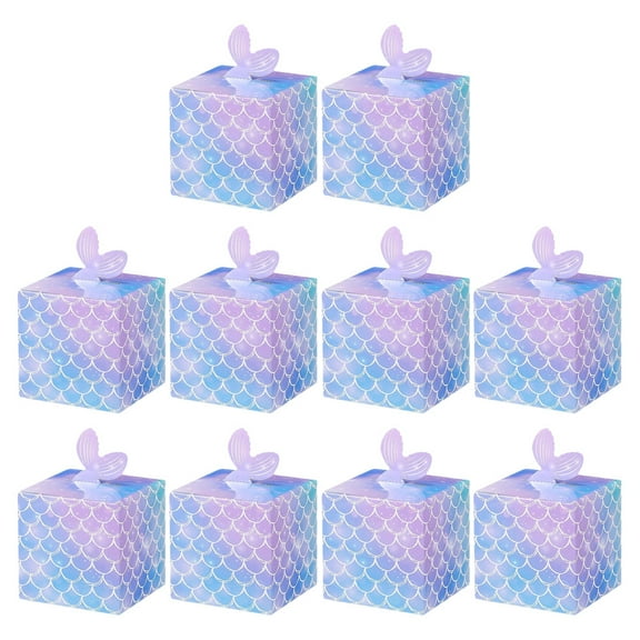 HOMEMAXS 10pcs Purple 3D Paper Mermaid Tail Decorative Candy Boxes for Parties Weddings Treats Storage
