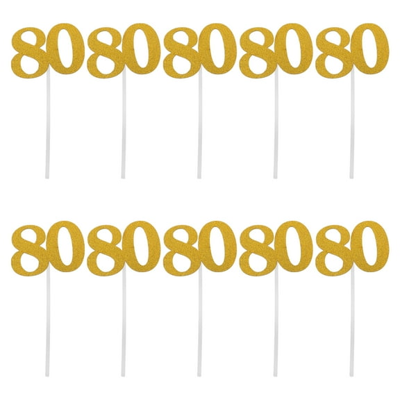 HOMEMAXS Golden 80th Birthday cake Toppers with Glitter Design for Party Decorations and Dessert Tables Golden
