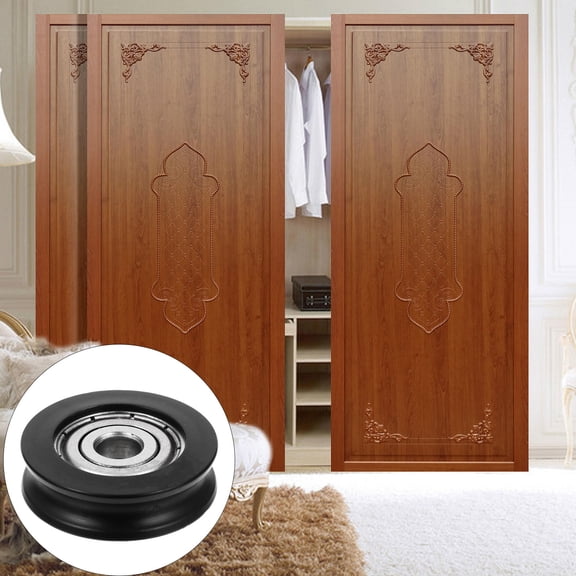 HOMEMAXS  10 Pcs Sliding Door Rollers Guide Rails U-groove Pulley Wheel