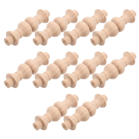 Set of 10 Wood Window Finials in Khaki, Decorative for Curtain Rods and Drapery Hardware