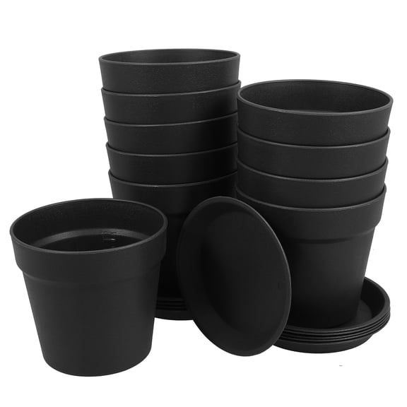 TABLZONE Planter Pots For Indoor Plants Black Plastic 10Pcs 4.3X4.3X3.8In
