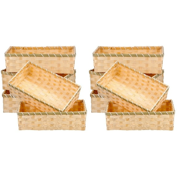 HOMEMAXS 10 pcs  Bamboo Baskets  Handmade Storage Baskets Multi-function Baskets Woven Fruits Baskets