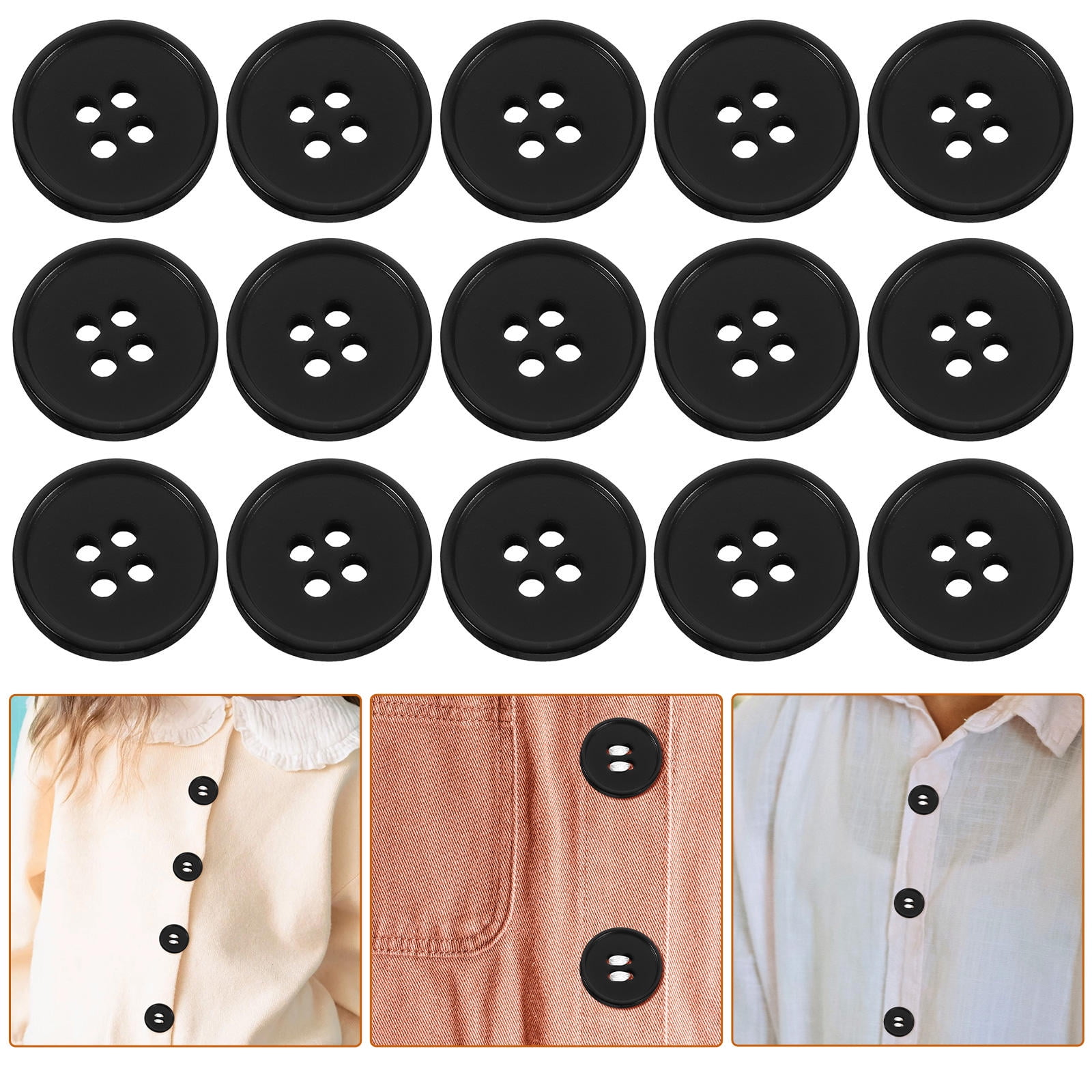 100 Pcs 4 Hole Button Holes Black Resin Buttons Handmade DIY - Walmart.com