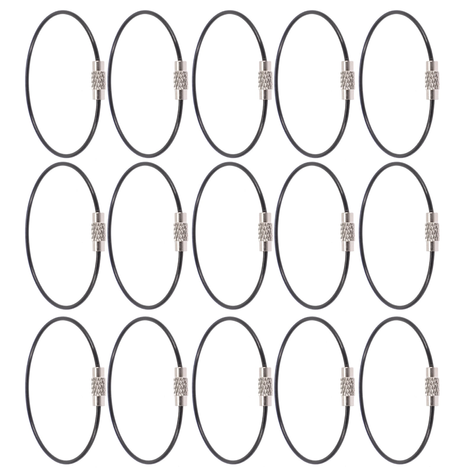 100 Pcs Luggage Binder Rings Tag Strap Bracelet Keychain for Car Keys Black