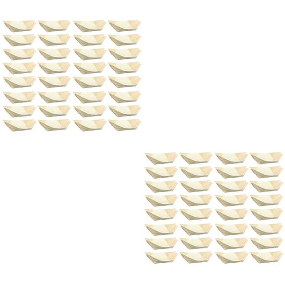 Greenadscape Mini Sushi Wood Boat Khaki Dish Decoration 100Set 3.34X2.36X1.18in