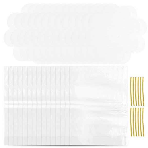 100 Sets Clear Present Bag Cellophane Treat Bags With Ties Mousse Cake Boards Mini Cake Bases For Bakery Popcorn Cookies Candies Dessert 6 Inch