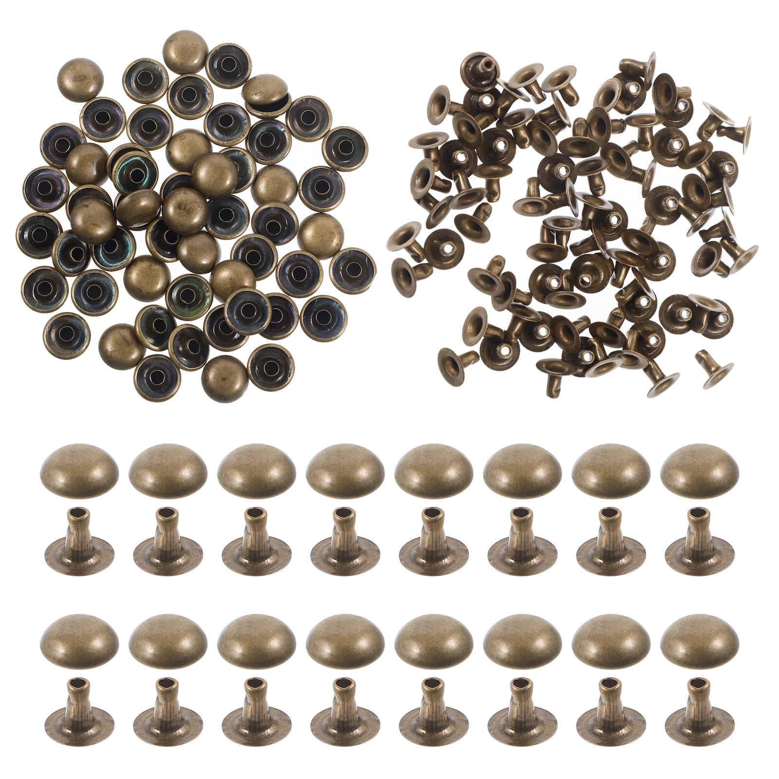 HOMEMAXS 100Pcs Round Rivets Crafts Button Metal Rivet for Shoes Bags ...