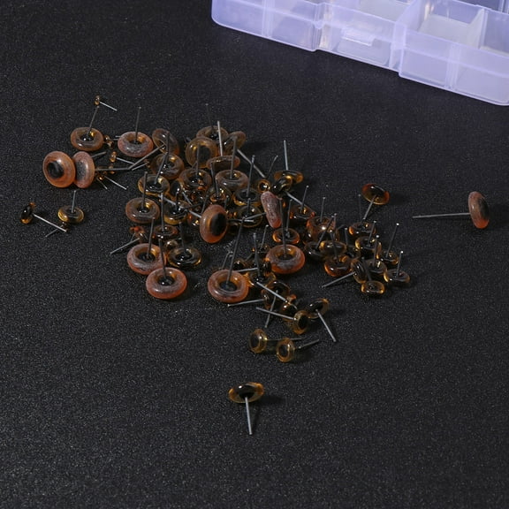 HOMEMAXS 100pcs 3-12mm Brown Simulation Animal Eyes Glass Plug-in Style for Plush Toys Scrapbooking Crafts Projects