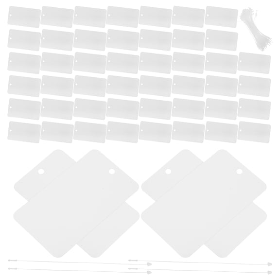 HOMEMAXS 100pcs Blank White Pvc Tags With Lanyard Waterproof For Labels Id Holders Jewelry Display Cards Merchandise Price Labels