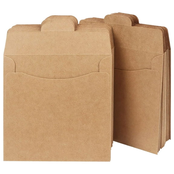 BEADCEST 100Pcs Kraft Paper Cd Envelopes for Cd Dvd Storage and Packaging