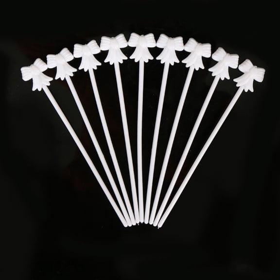 HOMEMAXS 100pcs Foil Balloons Rods White Bowknot Balloon Sticks Holder for Birthday Christmas Wedding Party Valentine's Day