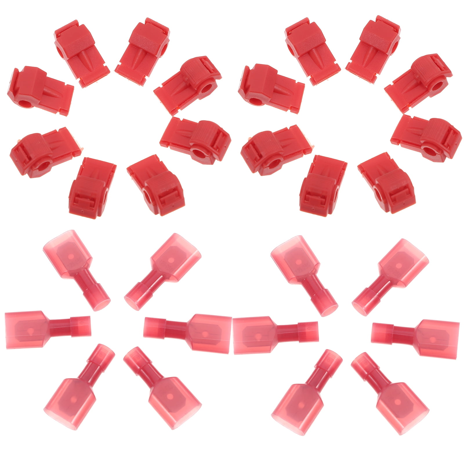 Sufeasdf 100 Pcs Red Solderless Scotch Lock Wire Connectors 22-18 Gauge, Double Run Or Tap Quick Splice Electrical Wire Terminals Connector