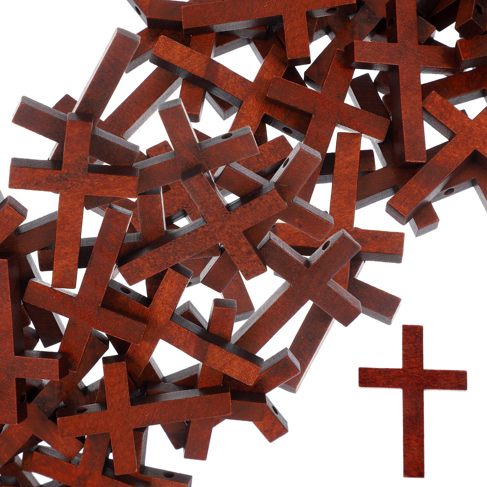 HOMEMAXS 100pcs Small Wooden Cross Charm Mini Wood Cross Pendants for ...