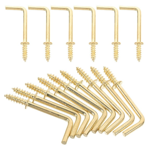 HOMEMAXS 100pcs Tiny L Hooks For Hanging 90 Degree Screw Iron Square Bend L Shaped Hanger Self Tapping Hooks For Jewelry Small Kitchenware