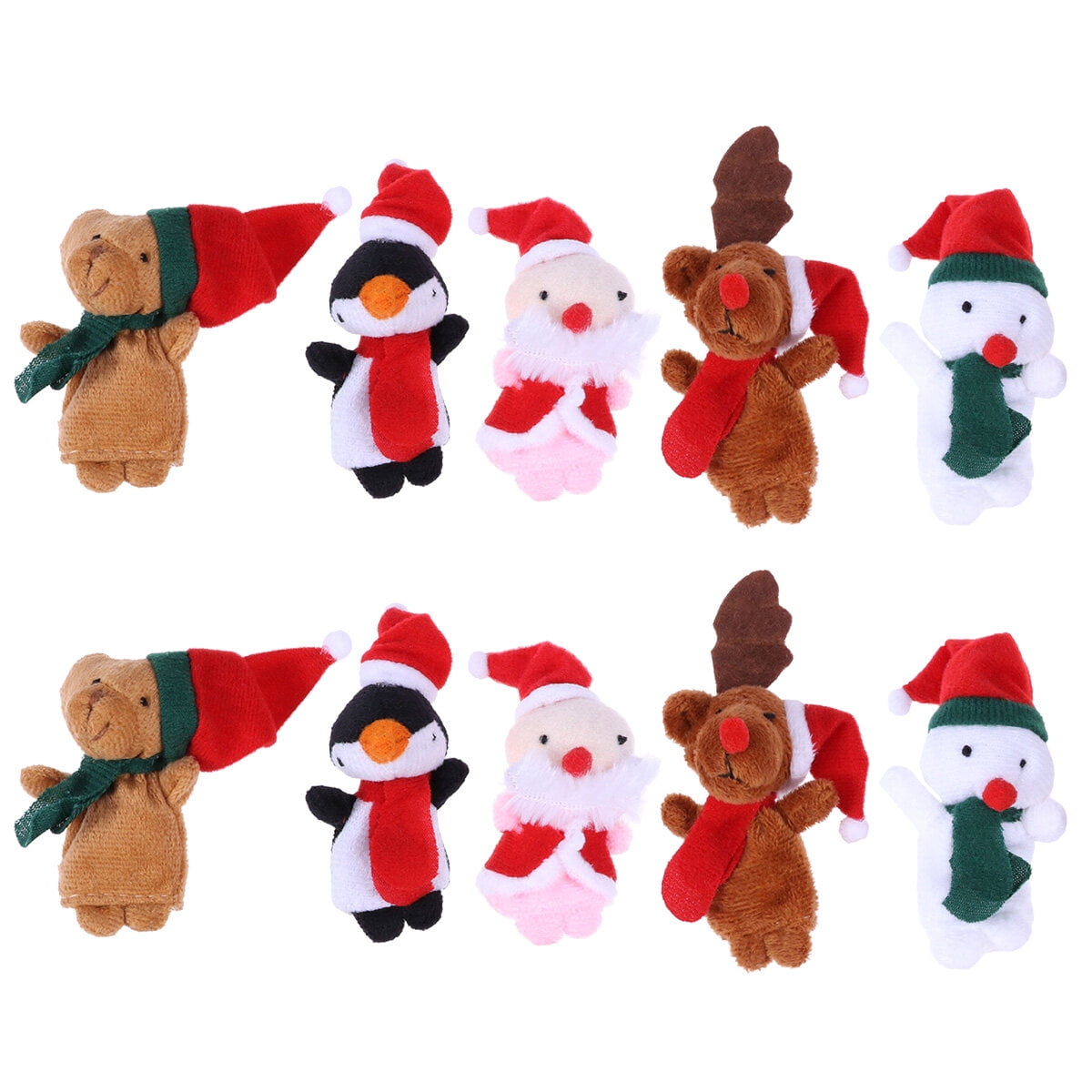 HOMEMAXS 10pcs Christmas Finger Puppets Santa Elk Sonowman Educational
