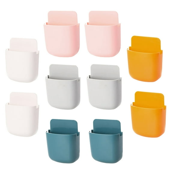 10pcs Mobile Phone Storage Box Free of Punch Self Adhesive Wall Mounted Case