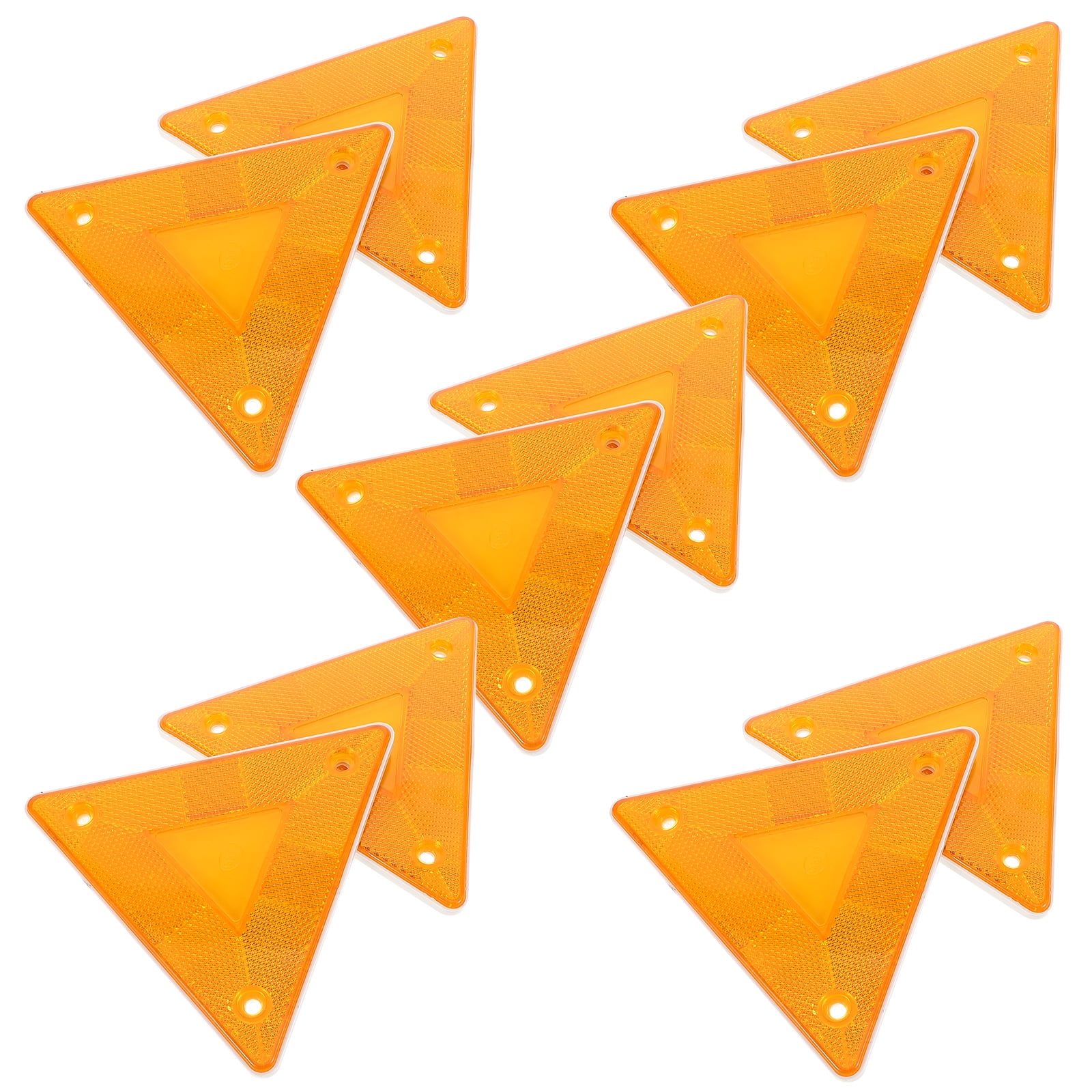 WEUVEB Triangle Warning Reflectors Yellow 10Pack 5.7X5.1X0.2In Plastic