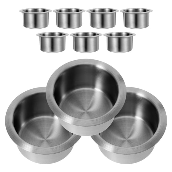 HOMEMAXS 10pcs Stainless Steel Cup Holder Simple Practical Refit Cup Holder Self for Motor Homes Car Auto 8.5x5.5cm