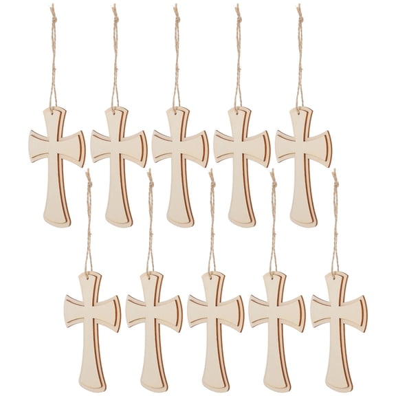 10pcs Unfinished Wooden Crosses For Diy Crafts Rustic Style Cross Shaped Cutouts For Painting And Hanging Church And Home Decoration