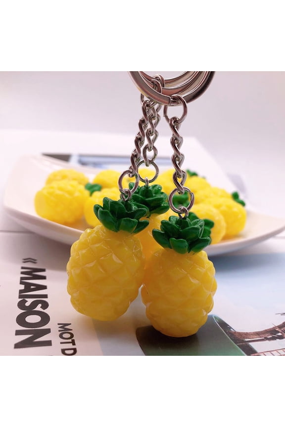 12 PCS Decorations Fruit Keychain Simulation Pineapple Pendant