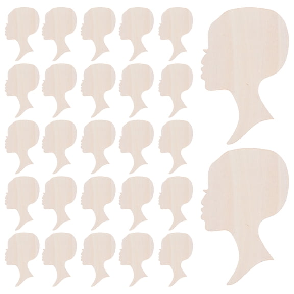 OULII 12Pcs DIY Wooden African Woman Face Cutouts with Lash Design for Crafting and Wall Decor