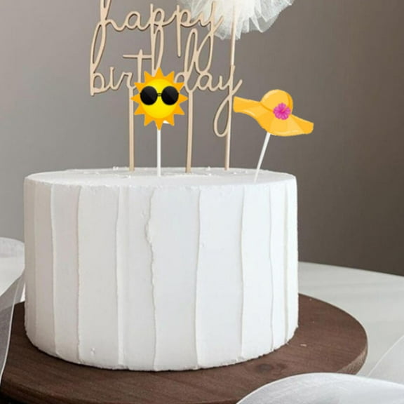 MOKKHNB Summer Cake Picks Cupcake Toppers Assorted Color 12Pcs 6.5x2.6in Plastic